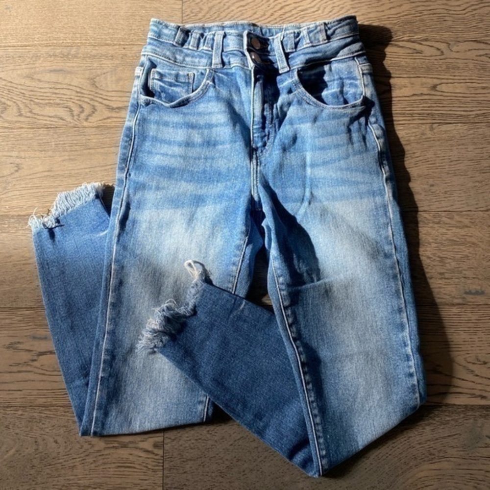 KanCan Kurvy Ultra High Rise Frayed Hem Ankle Skinny Jeans